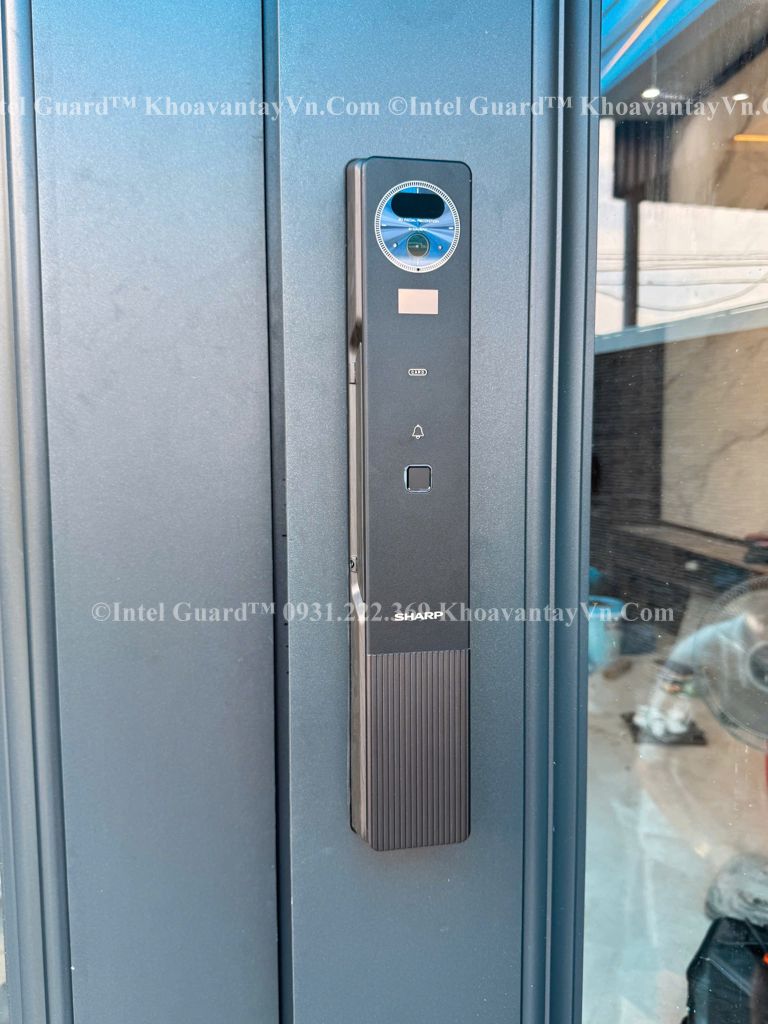 Khóa vân tay thông minh khuôn mặt Sharp H7FV lắp cửa nhôm kính