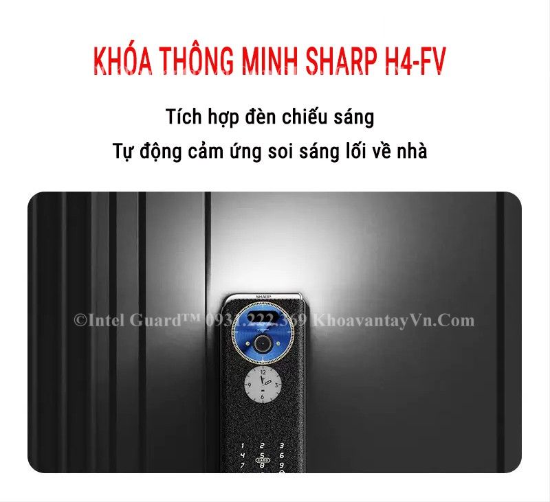 Khóa vân tay Sharp H4FV tích hợp đèn chiếu sáng thông minh tiện ích