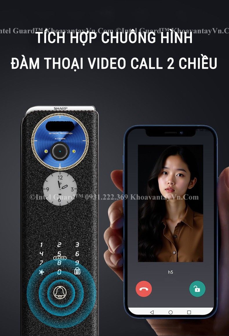 Khóa thông minh khuôn mặt Sharp H4-FV có thể gọi điện đàm thoại video 2 chiều