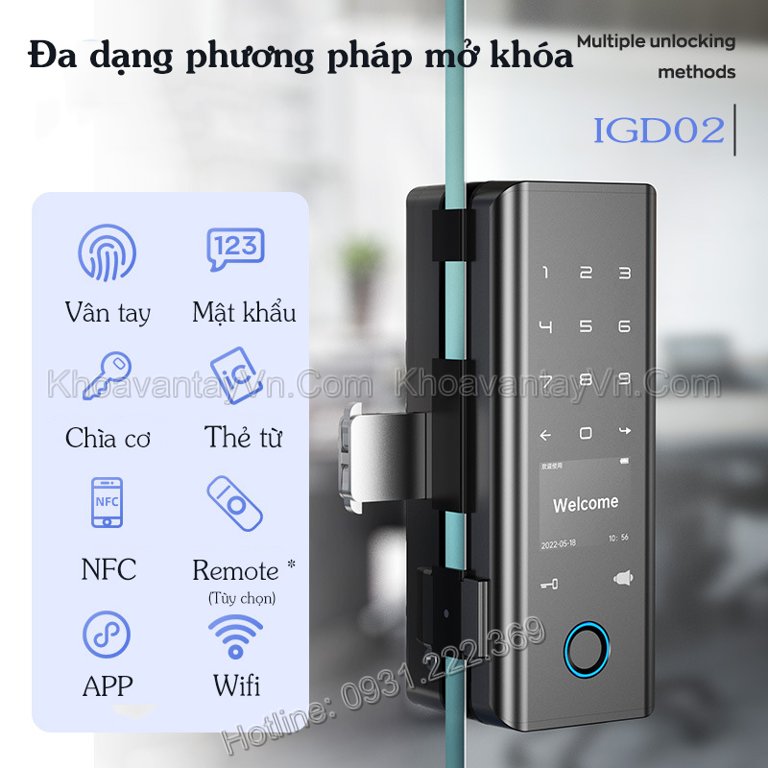 Khoá điện tử thông minh cửa kính IGD02 tại Hải Phòng