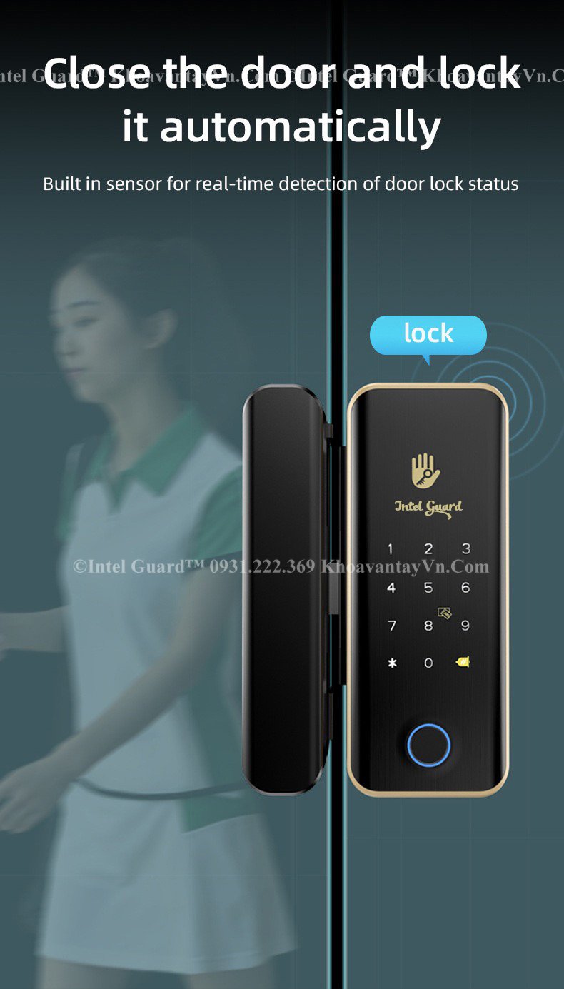 Khóa thông minh cửa kính IGD06 tự chốt khi cửa khép lại