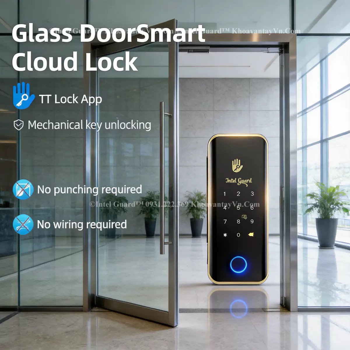 Khóa thông minh cửa kính IGD06 lắp đặt nhanh chóng