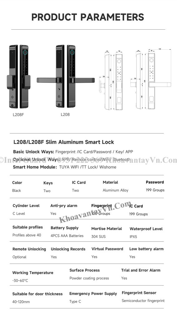 Khóa thông minh cửa nhôm kính KCN09 uy tín tại Hạ Long Quảng Ninh