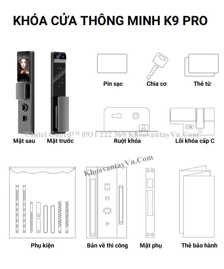 Lắp khoá cửa thông minh K9 Pro mở khóa khuôn mặt uy tín tại Hải Phòng