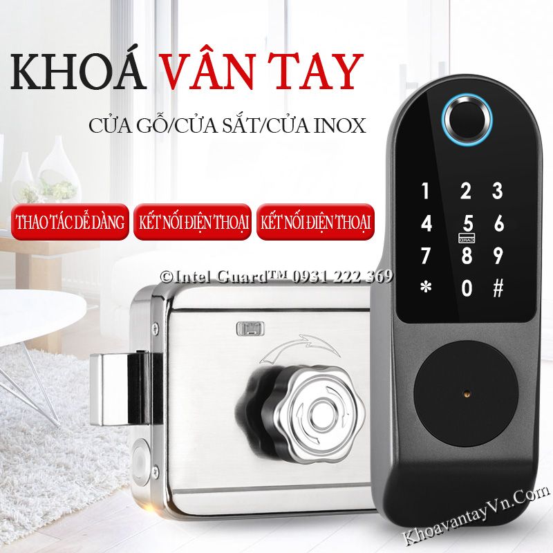 Khoá từ vân tay cổng sắt cửa inox X1 giá rẻ tại Hải Phòng