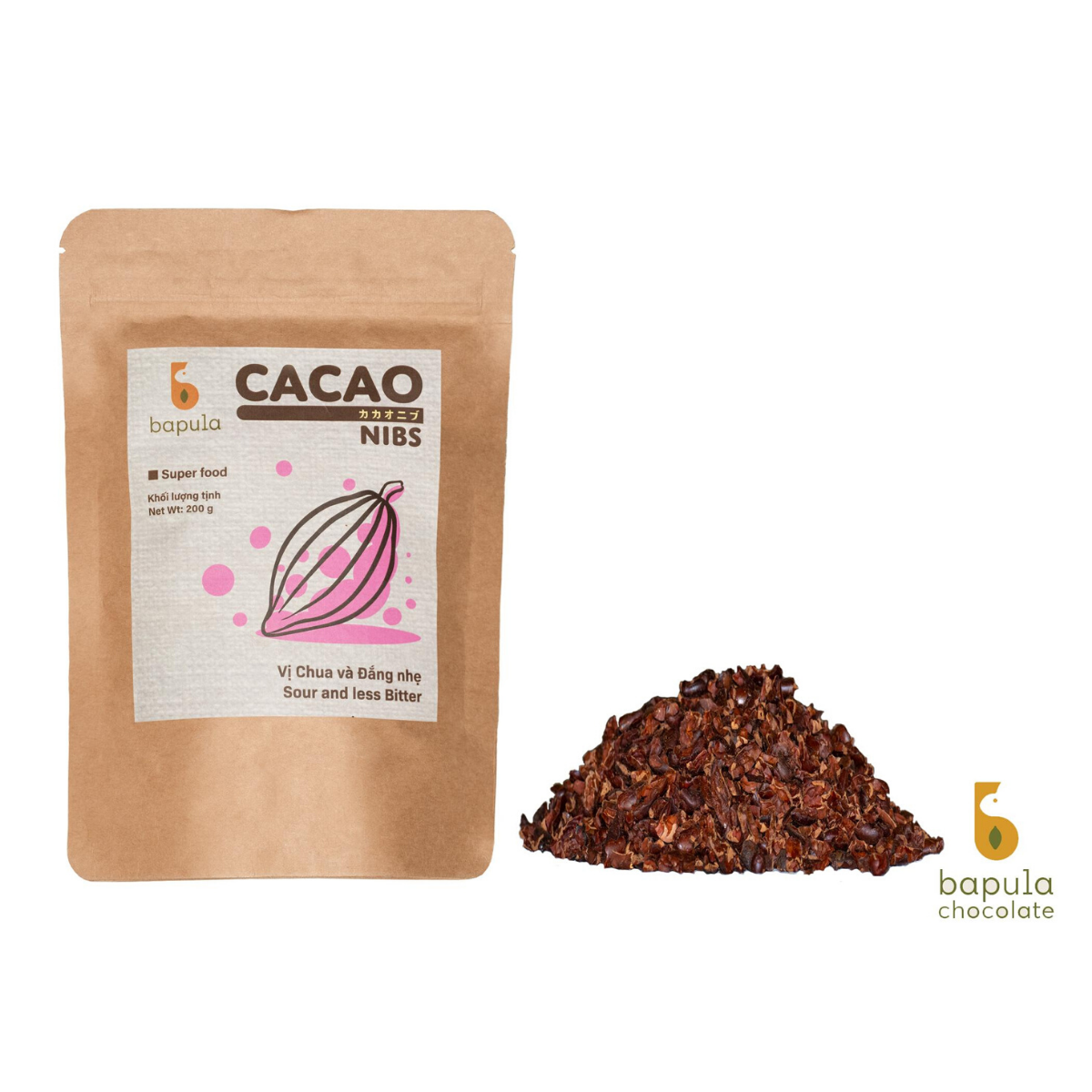 Bột cacao nguyên chất Hữu cơ Bapula 200g
