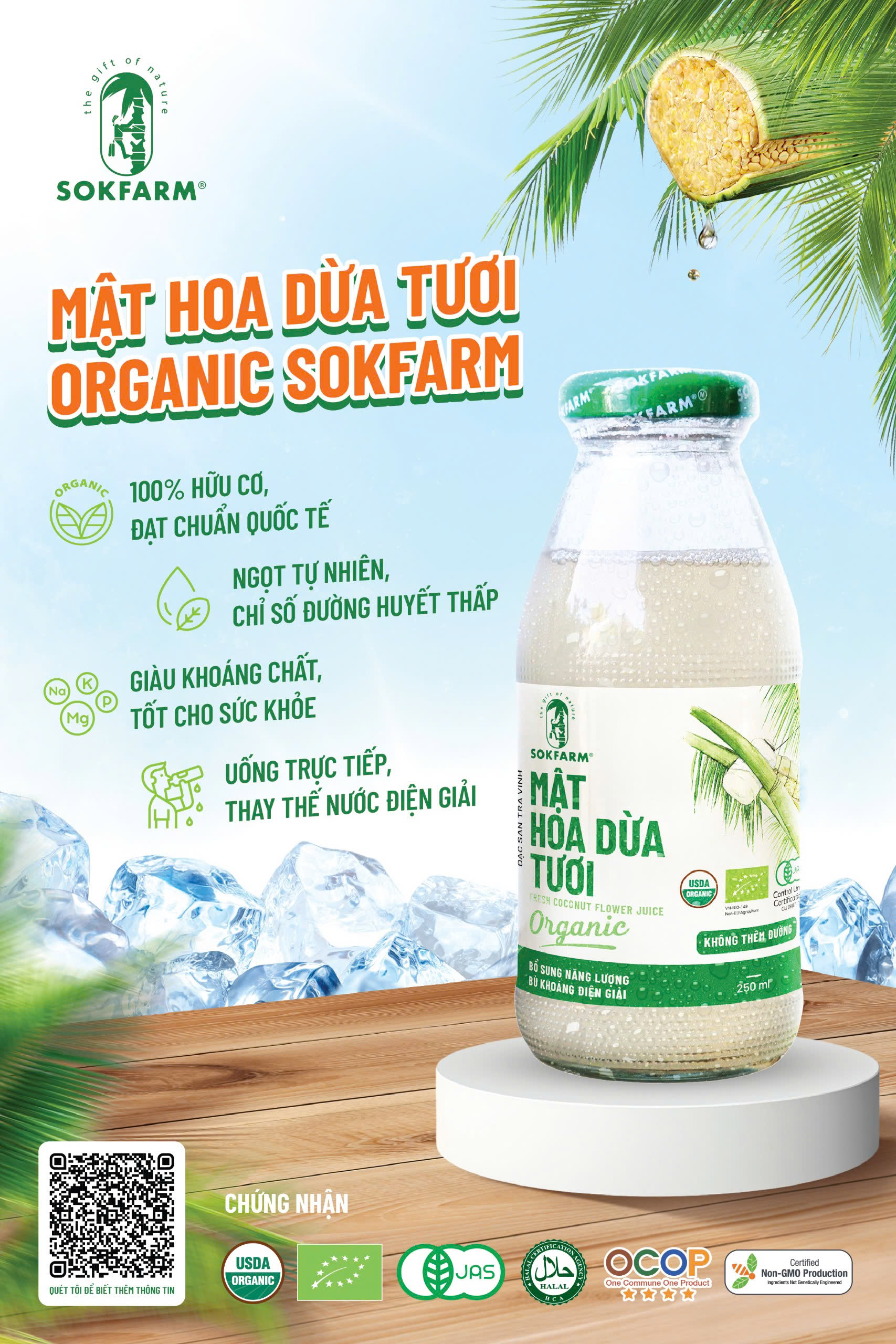 Mật hoa dừa tươi Organic Sokfarm