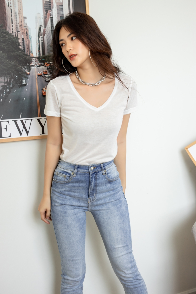 Quần skinny xanh nhạt wash tie dye