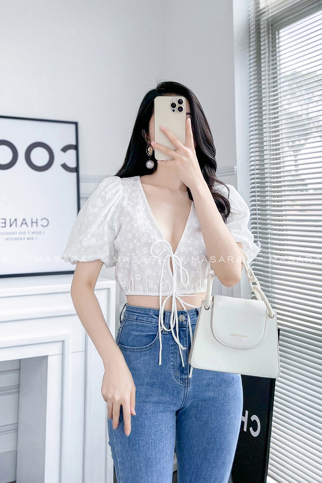 ÁO THÔ THÊU CROPTOP TRẮNG