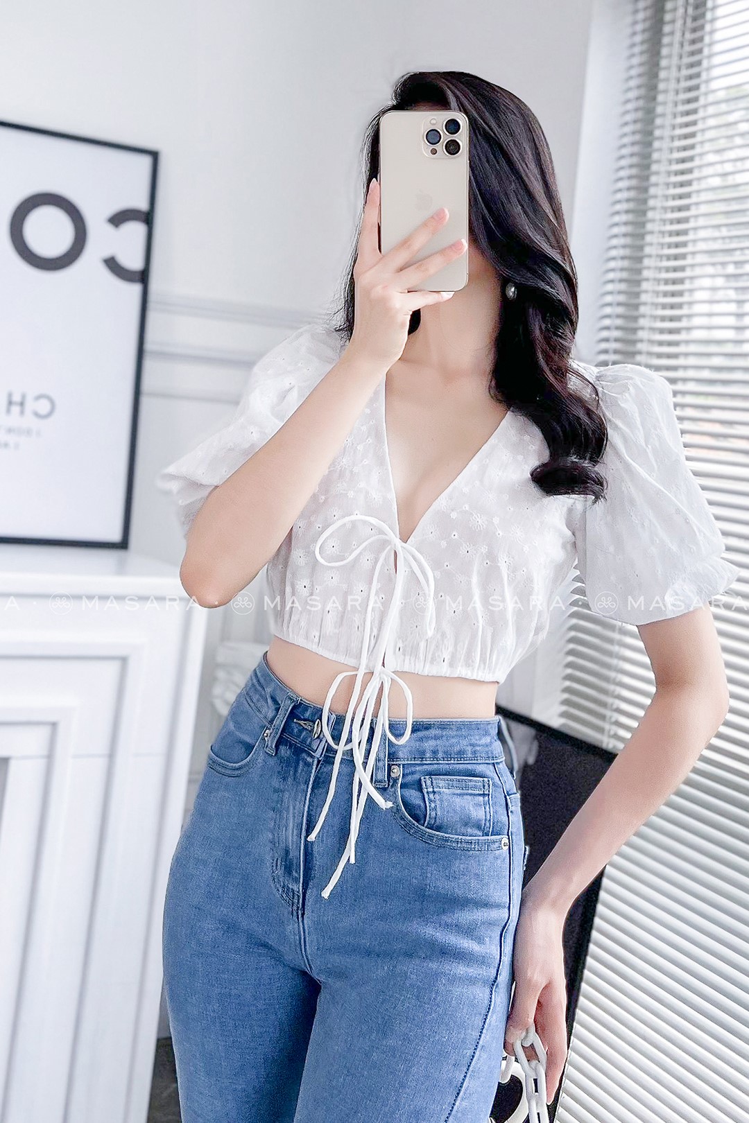 ÁO THÔ THÊU CROPTOP TRẮNG