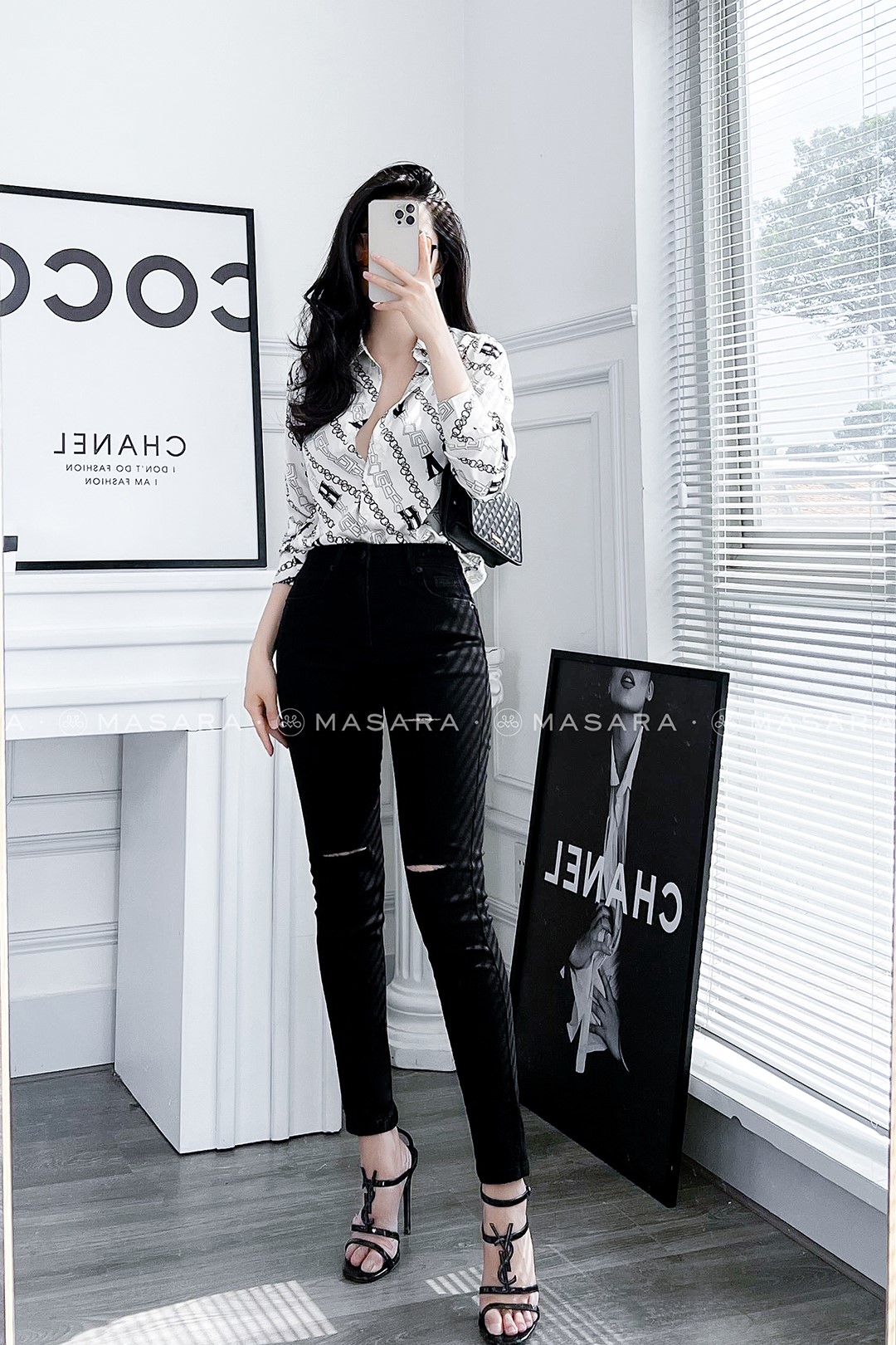 SƠ MI LỤA CHỮ H MÀU TRẮNG