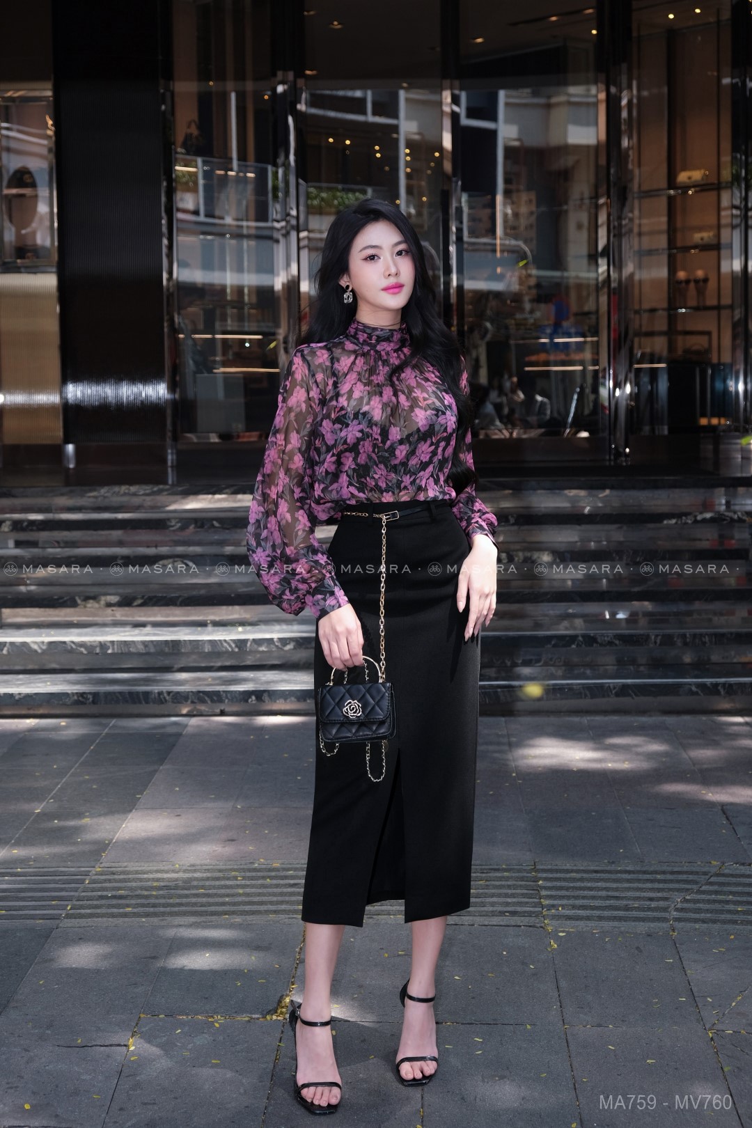 ÁO NHÚNG CỔ DÂY NƠ + MA759