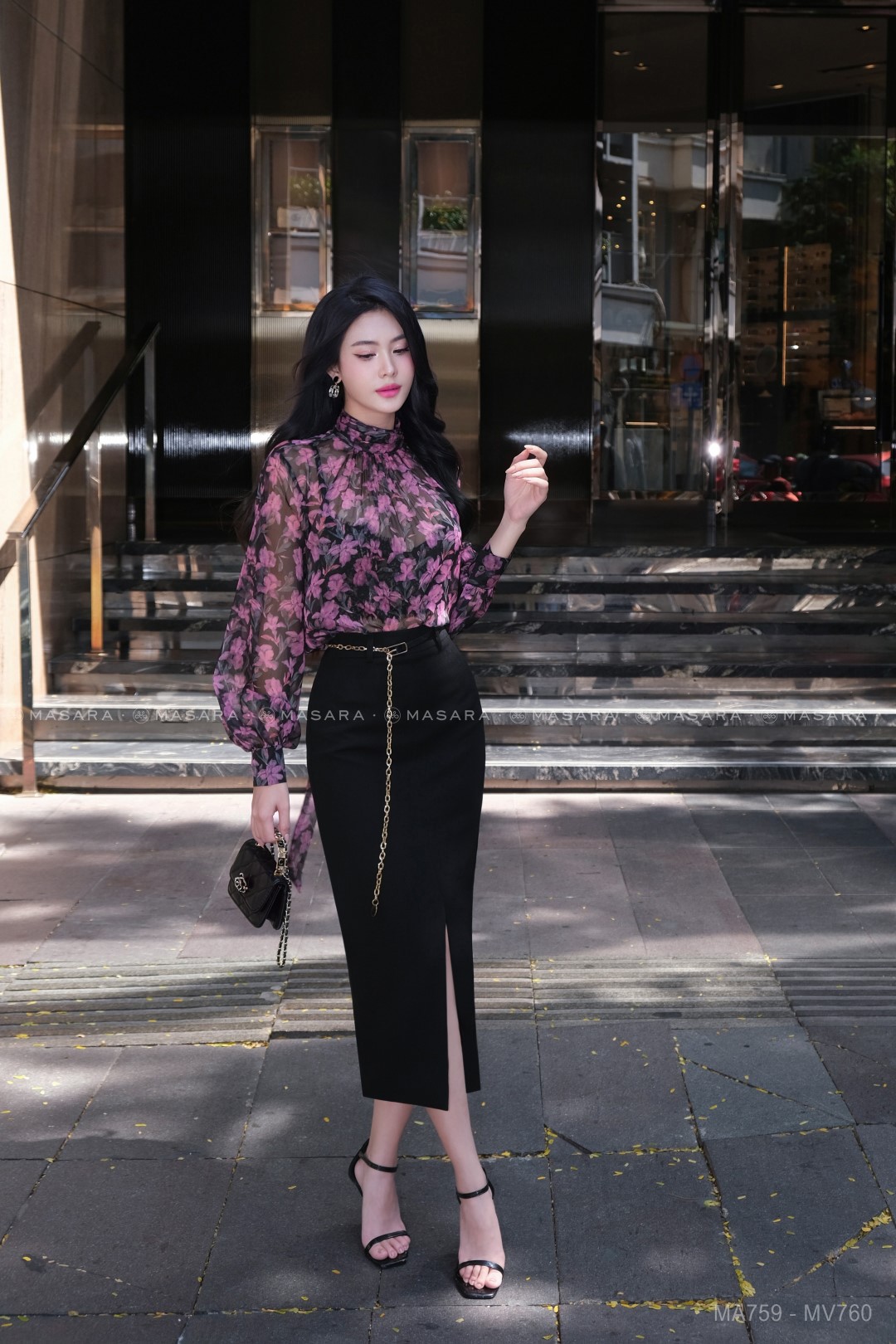 ÁO NHÚNG CỔ DÂY NƠ + MA759