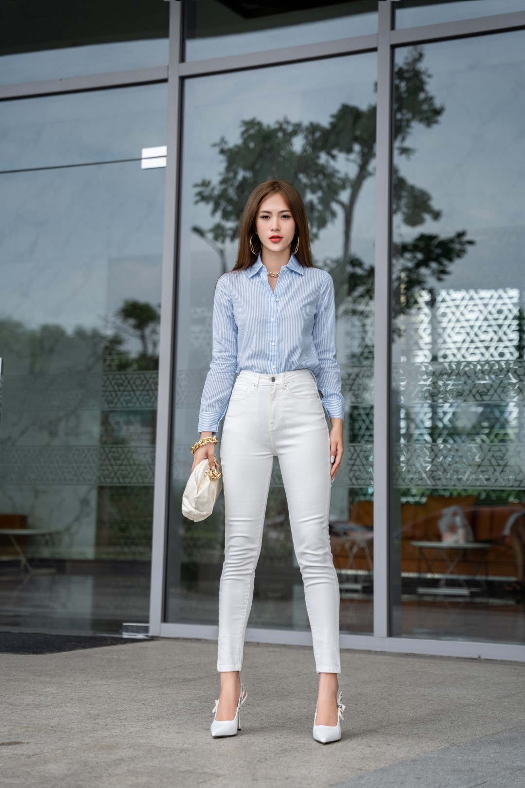 Quần Jeans Ôm Trắng