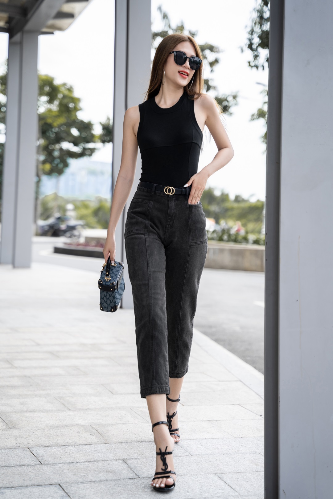 QUẦN JEAN BAGGY CUT OUT MÀU XÁM