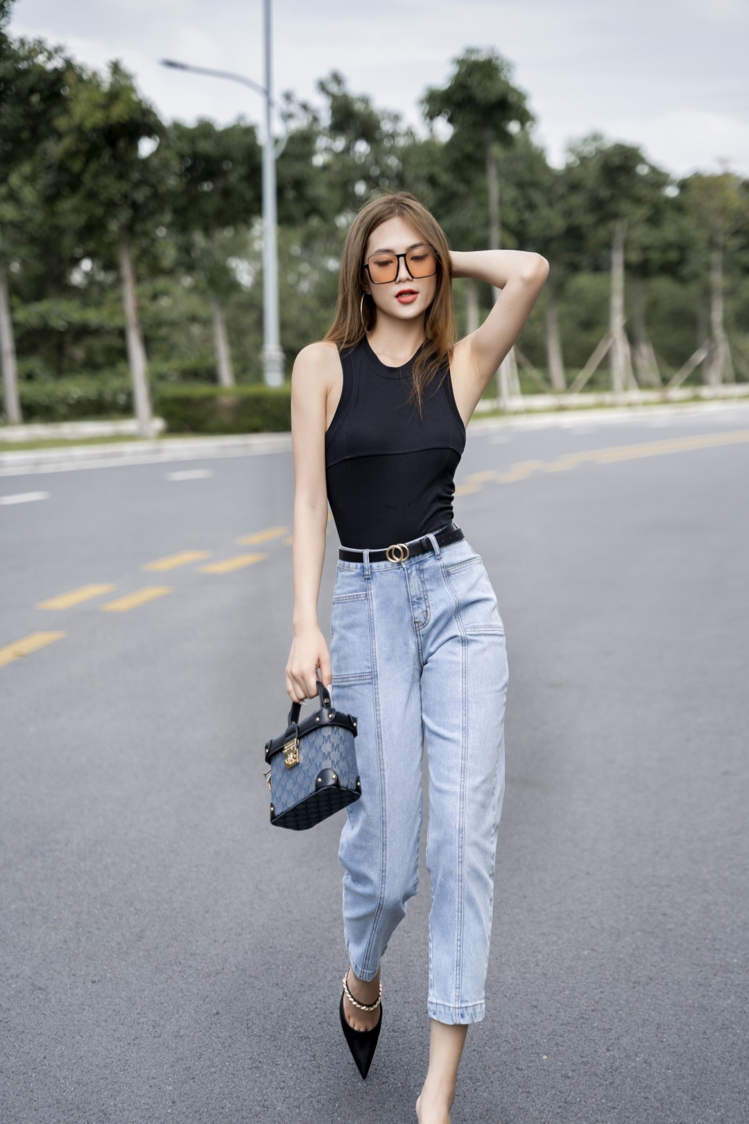 QUẦN JEAN BAGGY CUT OUT MÀU XANH NHẠT