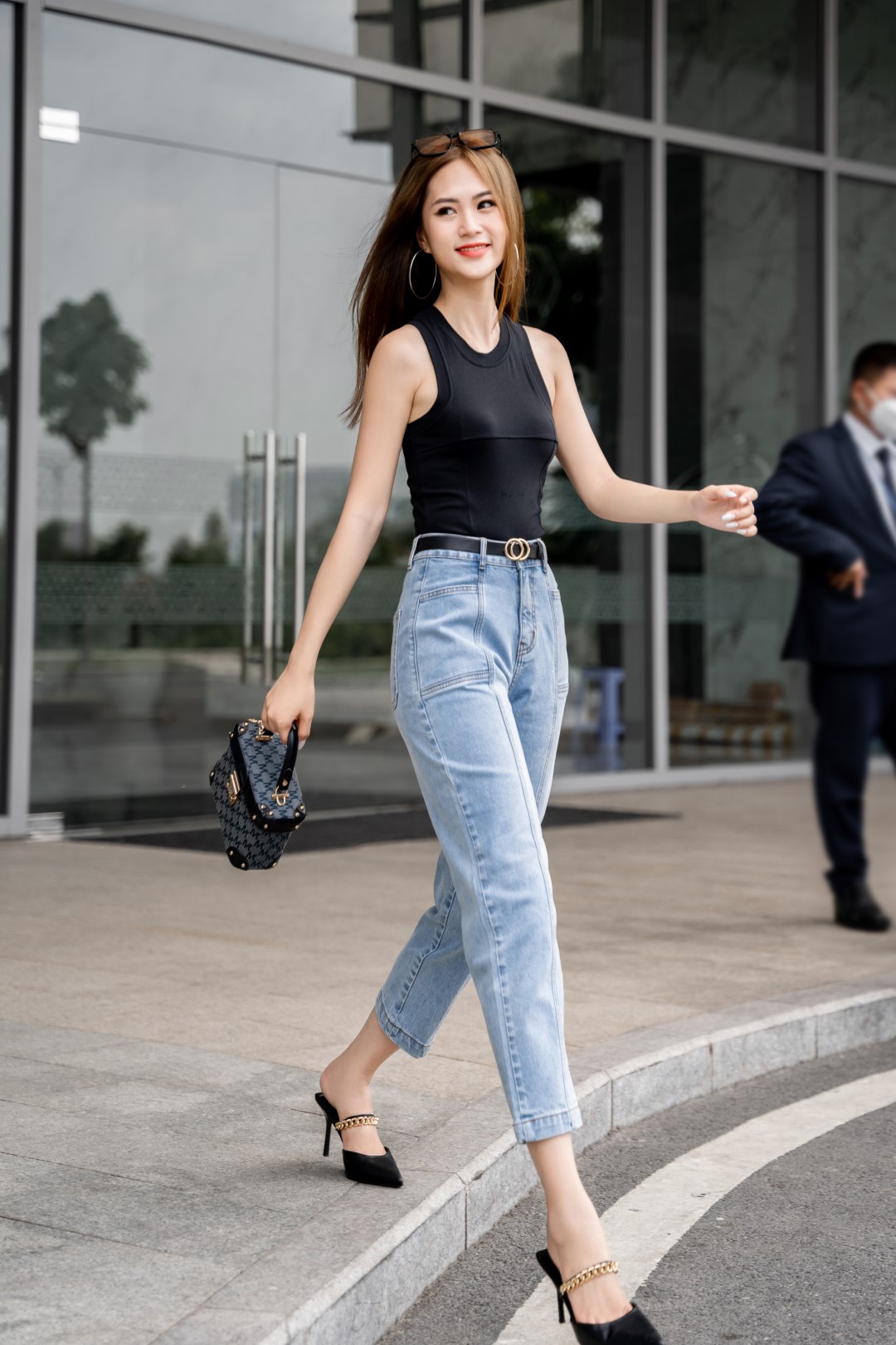QUẦN JEAN BAGGY CUT OUT MÀU XANH NHẠT
