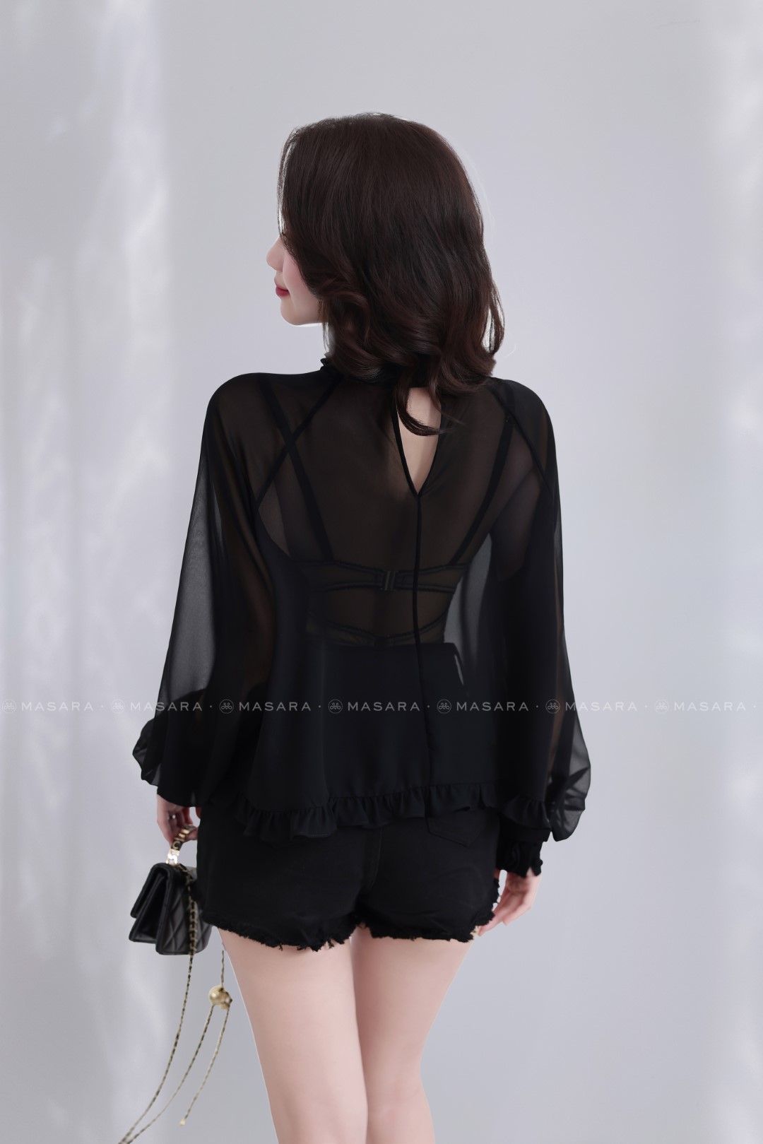 ÁO HOA NƠ CỔ ĐEN + ÁO LÓT