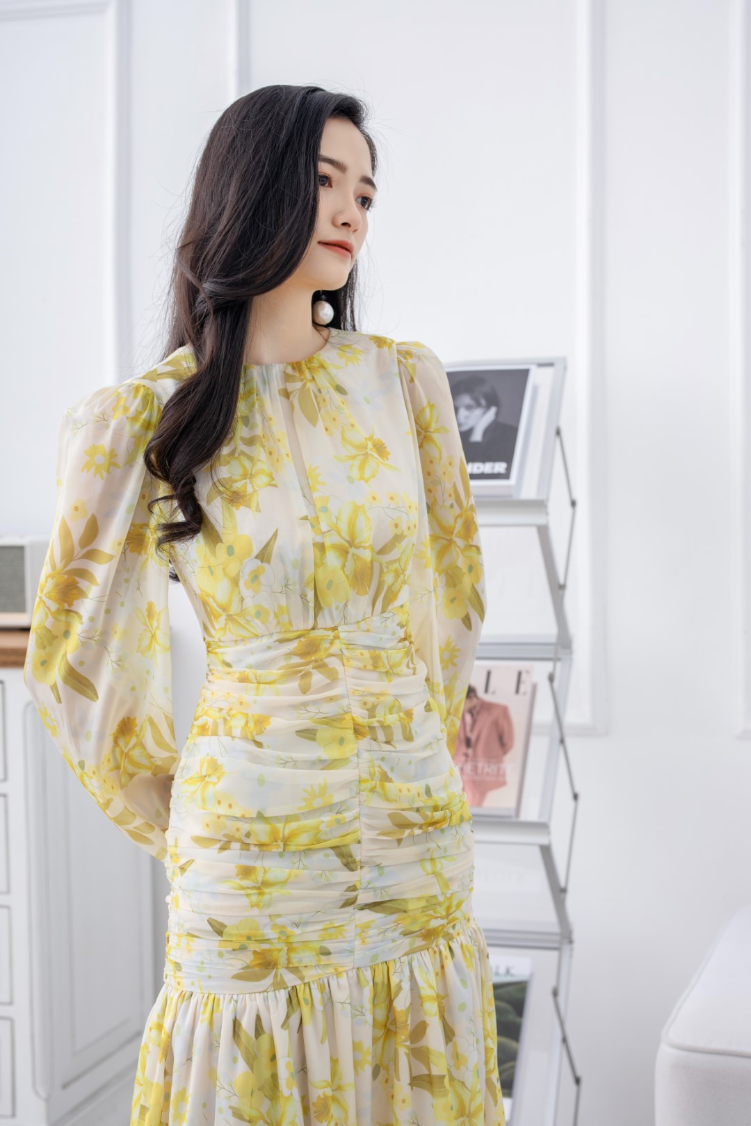 ĐẦM DÀI TƠ VÀNG NHÚN HÔNG