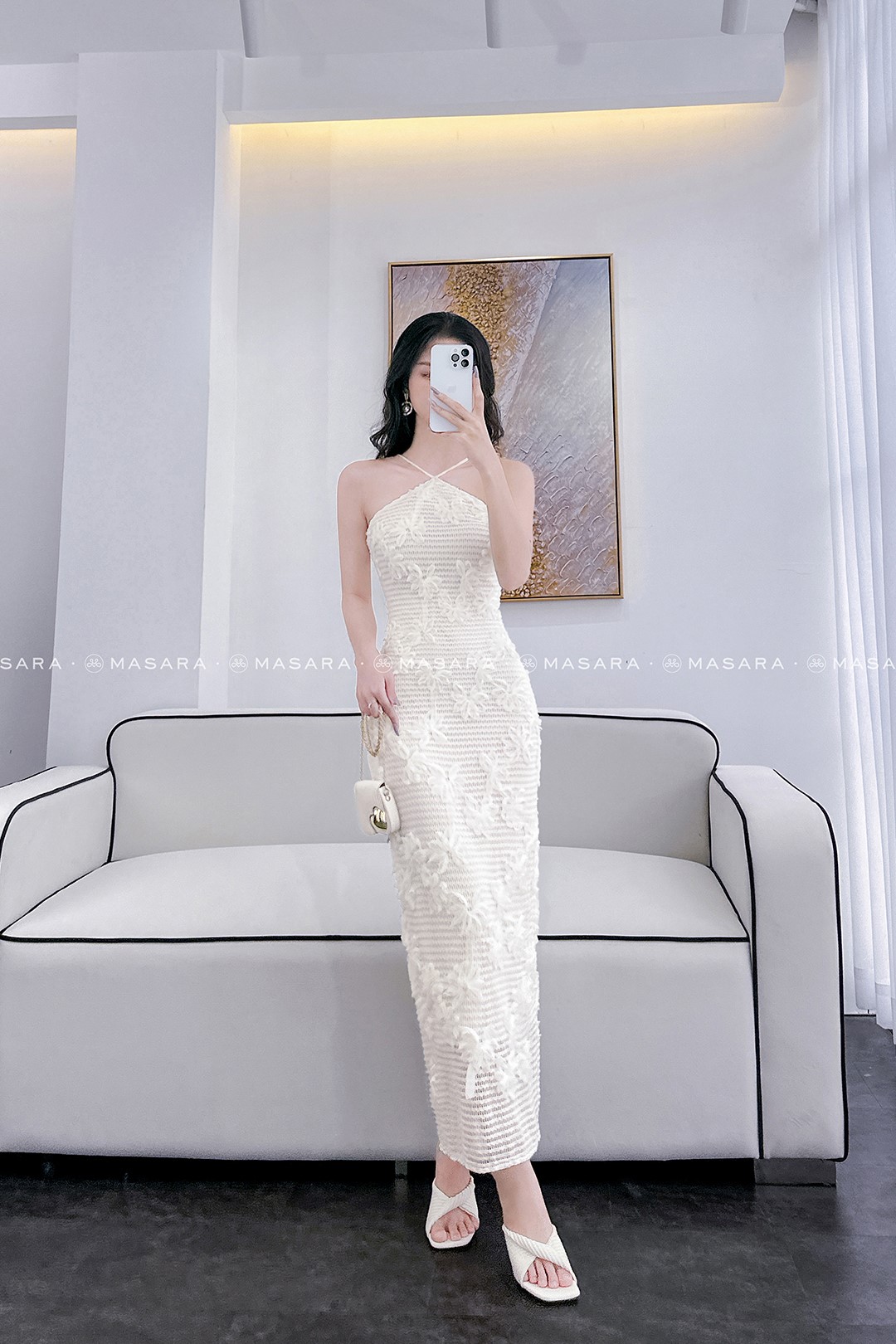 ĐẦM YẾM KEM HOA 3D