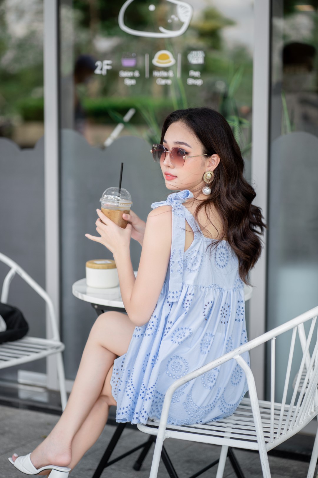ÁO THÔ THÊU XANH DƯƠNG 2 DÂY