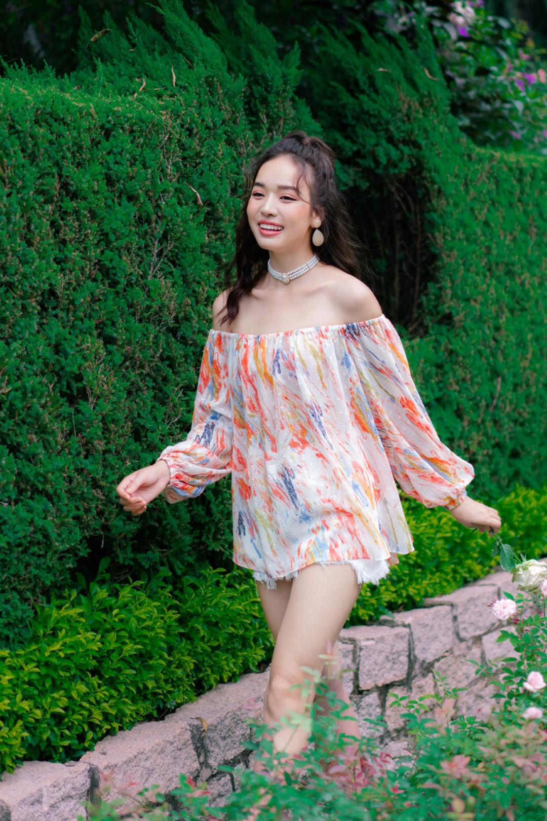 ÁO TẰM ÉP TRỄ VAI HỒNG CAM