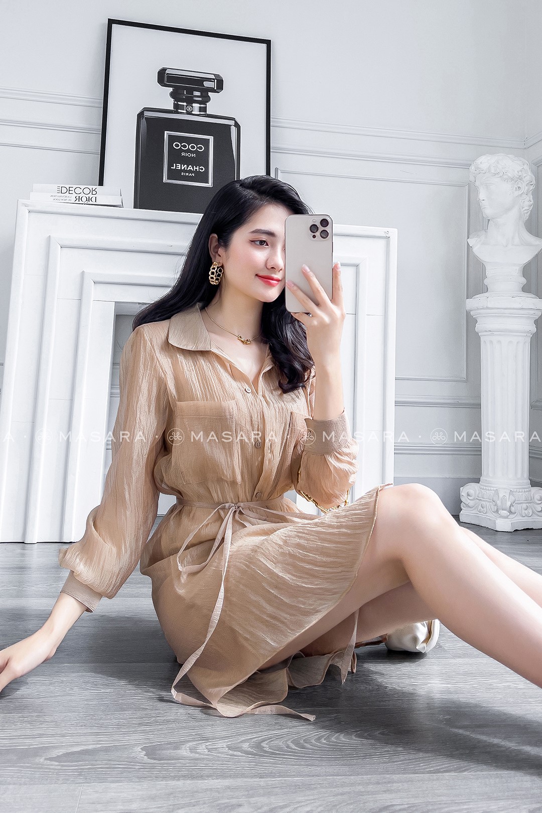 ĐẦM TƠ BỌT DÂY NƠ MÀU NUDE ( KÈM ÁO LÓT)