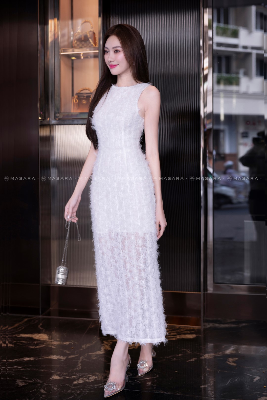 ĐẦM REN TRẮNG TUA RUA MỀM