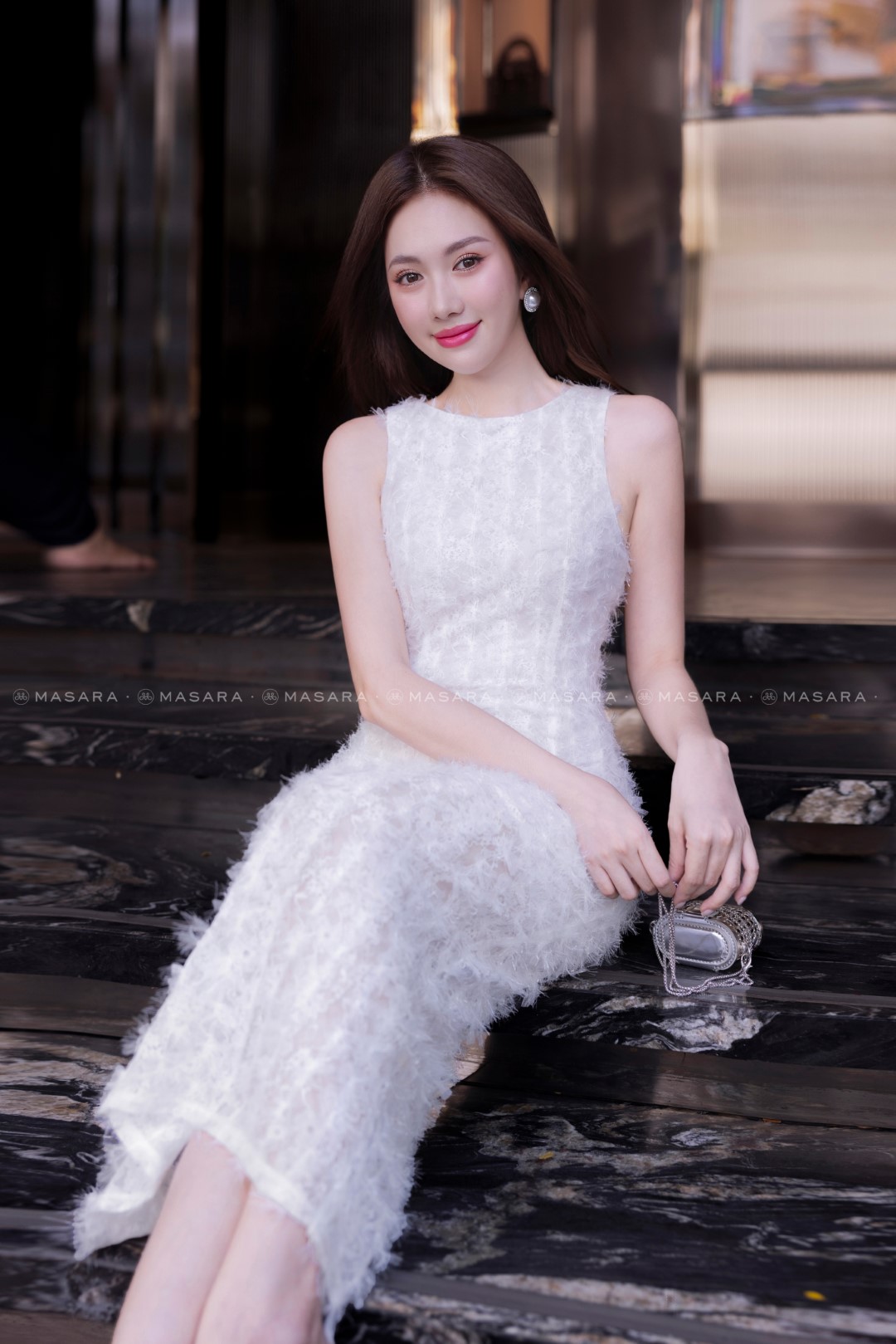 ĐẦM REN TRẮNG TUA RUA MỀM