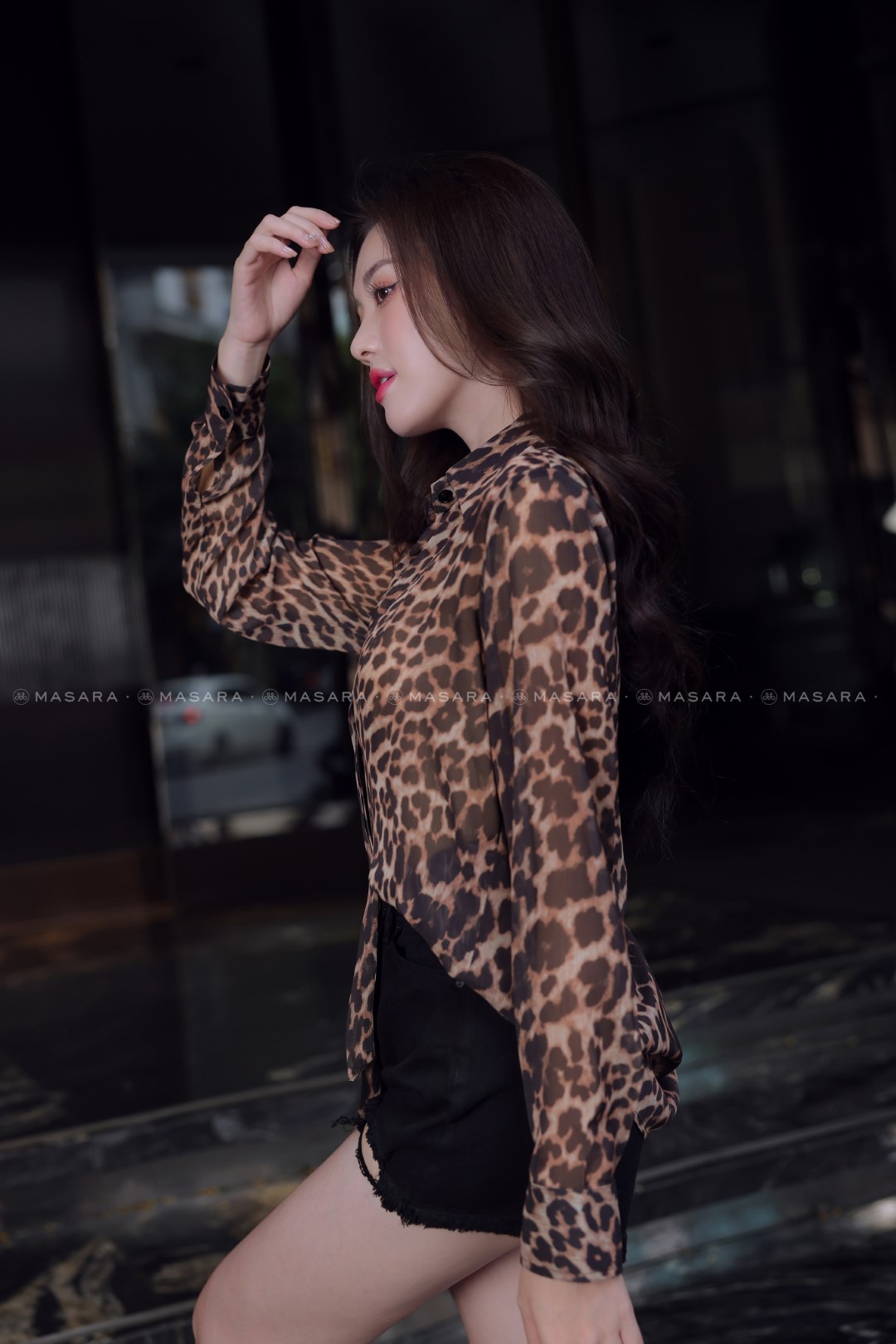 ÁO SƠ MI TƠ XƯỚC BEO NÂU