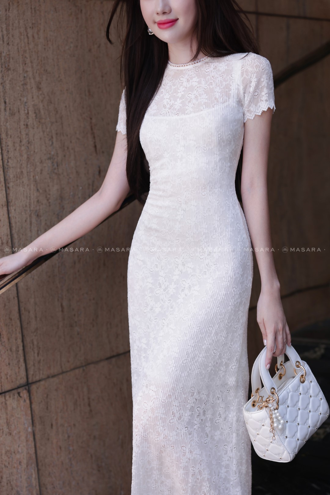 ĐẦM TRẮNG PHỐI REN CO GIÃN