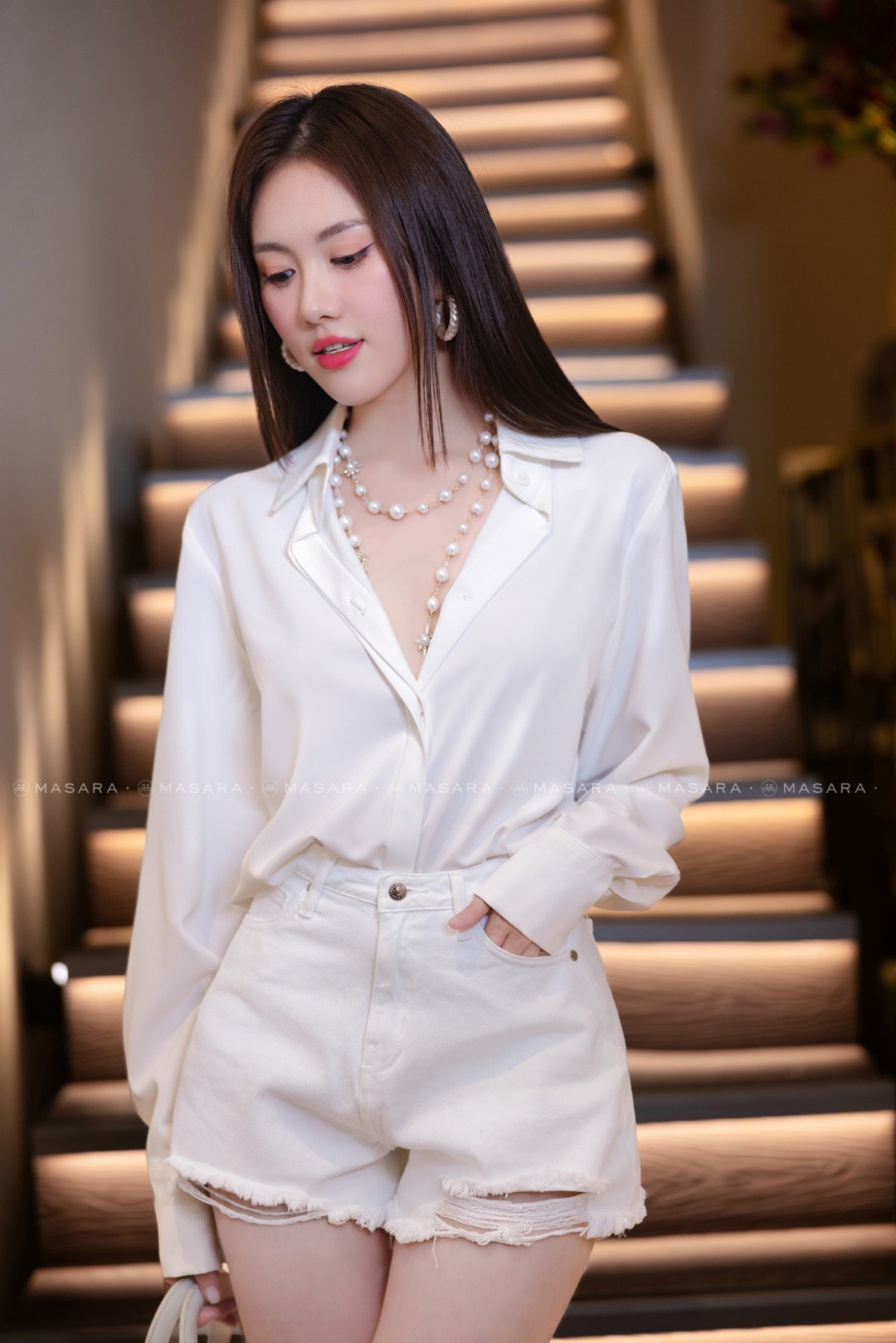 ÁO SƠ MI LỤA HÀN TRẮNG