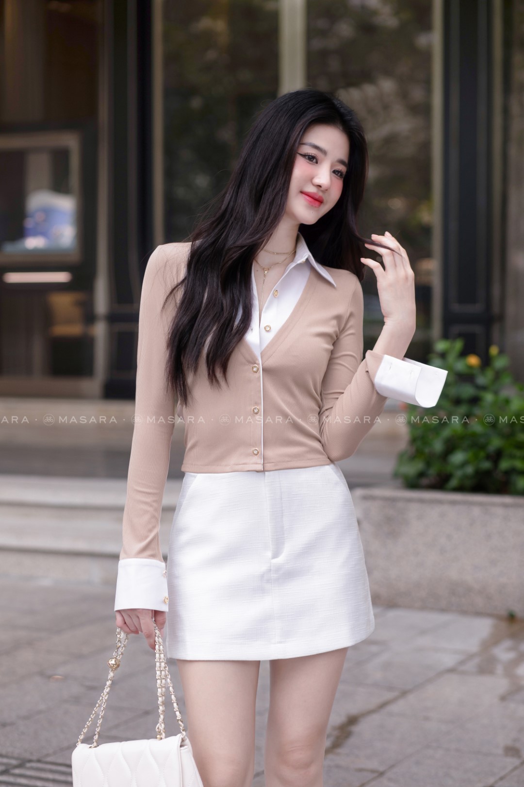 Áo sơ mi nữ cổ tàu tay lỡ cách điệu tơ hoa thanh lịch | My Way Fashion ||  Thời trang thiết kế cao cấp