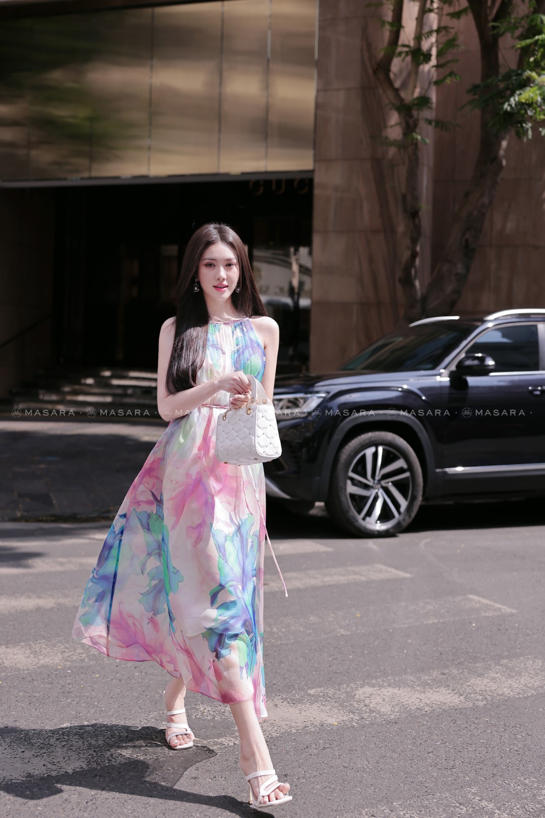 ĐẦM MAXI HOA HỒNG XANH