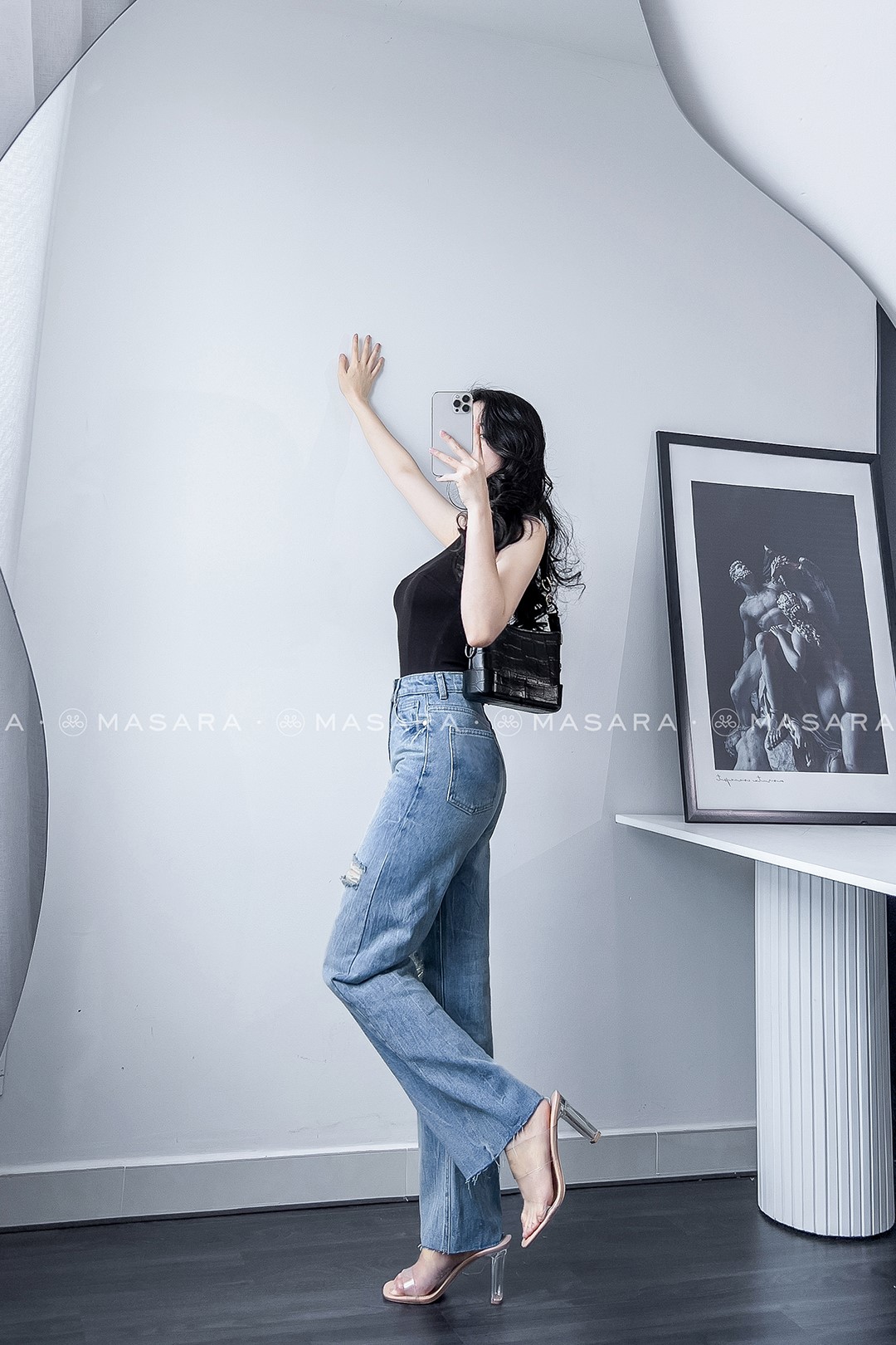 QUẦN JEAN SUÔNG RÁCH CLAIR XANH NHẠT