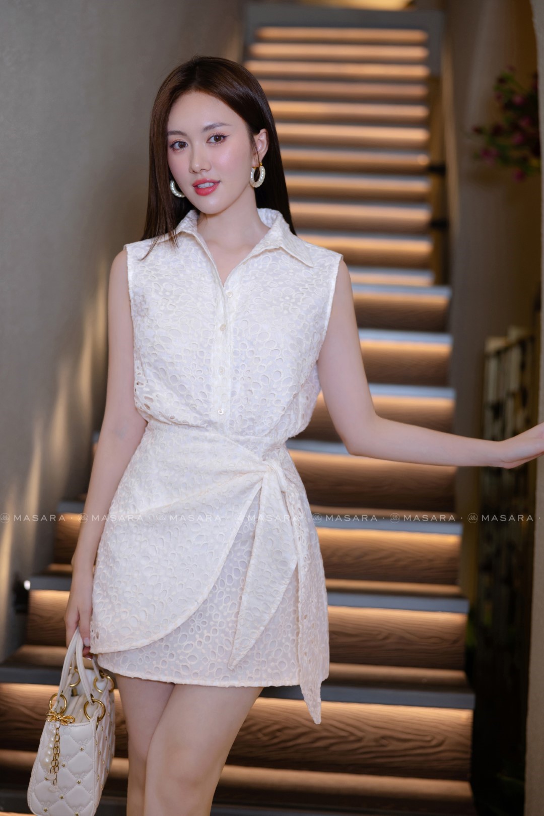ĐẦM THÔ THÊU KEM THẮT EO