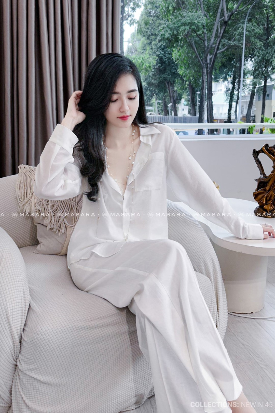 ÁO SƠ MI TẰM PHA LÊ TRẮNG