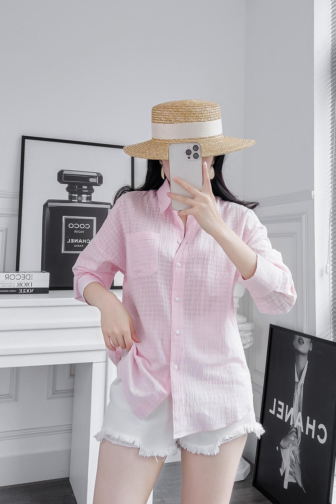 ÁO COTTON ĐŨI HỒNG PHẤN 1 TÚI
