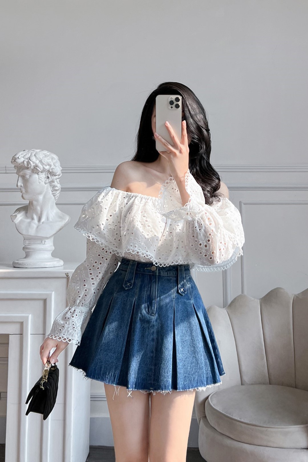 ÁO BOIL THÊU TRẮNG VIỀN REN - FORM LỬNG