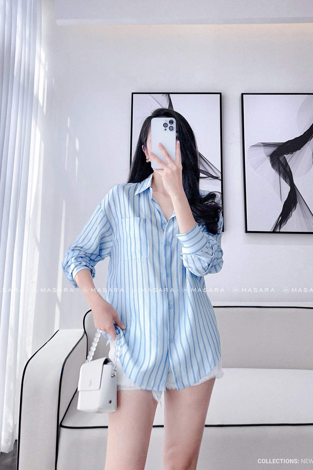 SƠ MI LỤA TƠ KẺ XANH