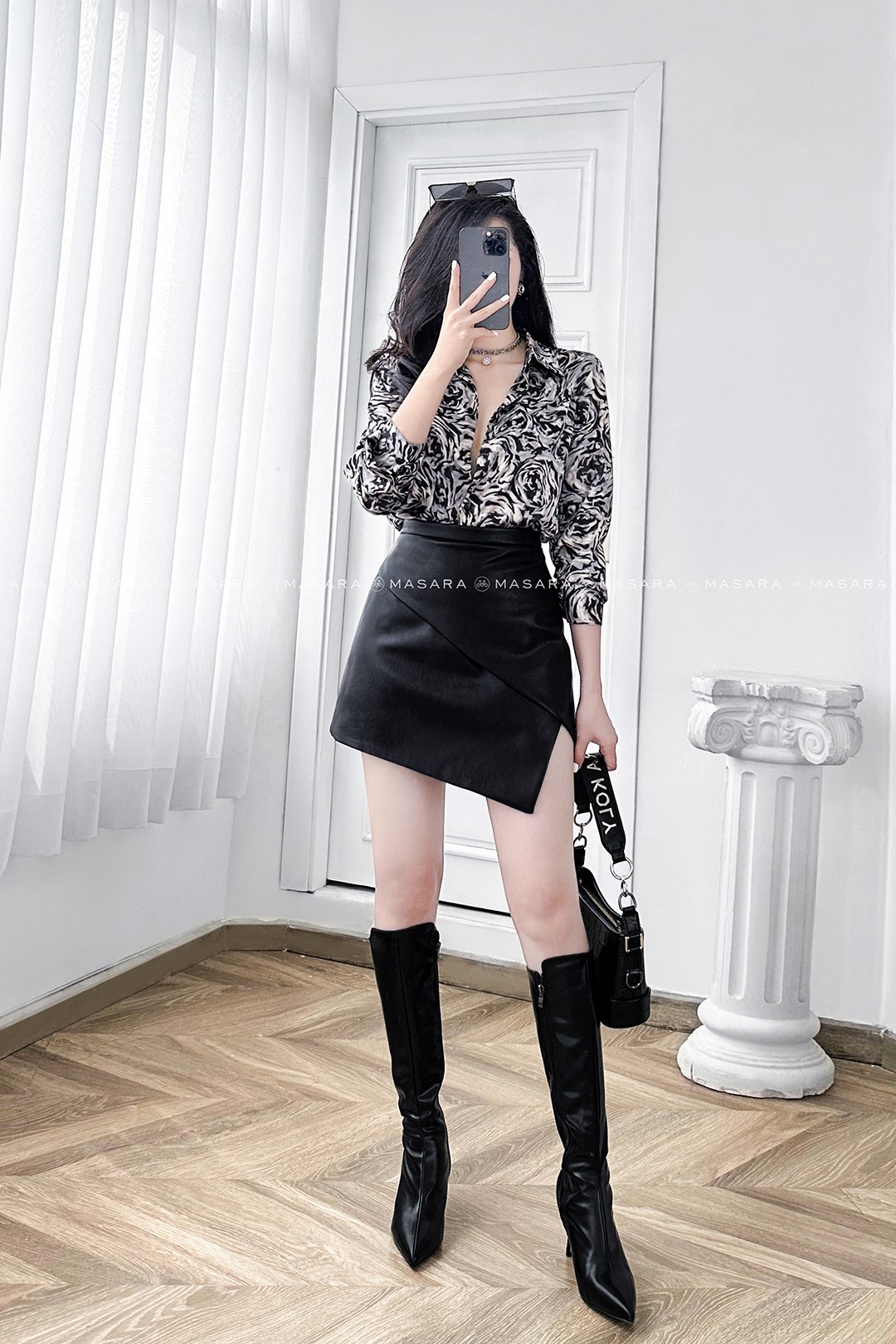 SƠ MI LỤA BLACK ROSE