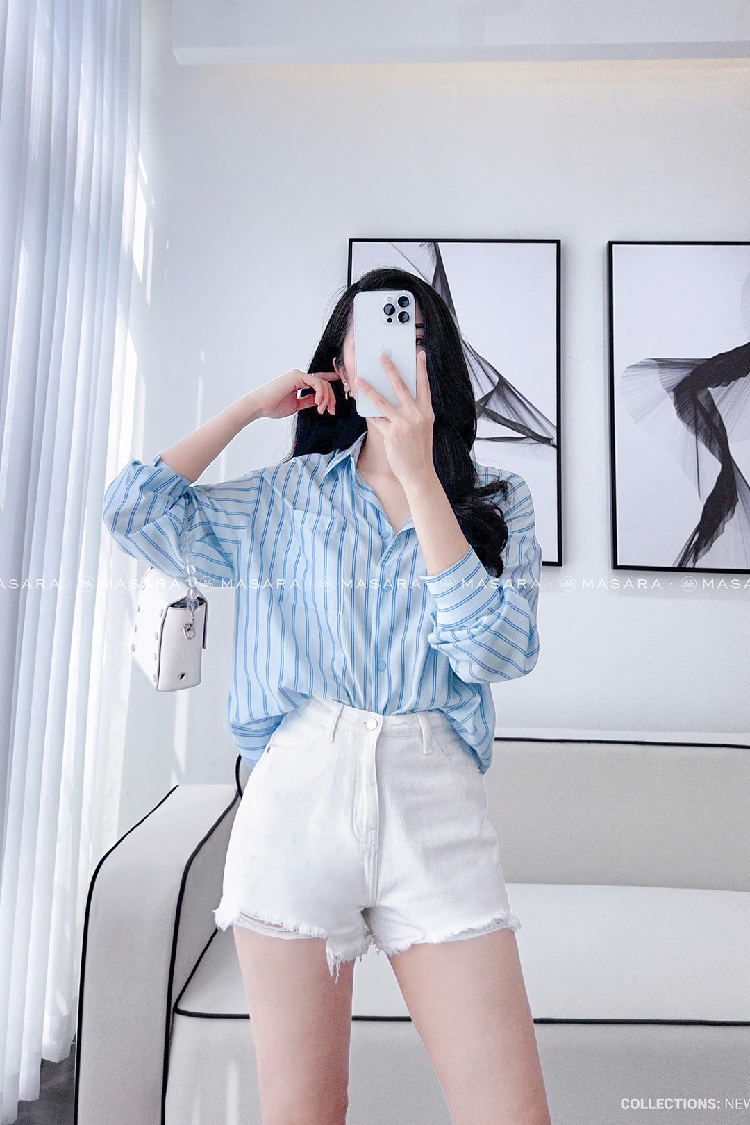 SƠ MI LỤA TƠ KẺ XANH