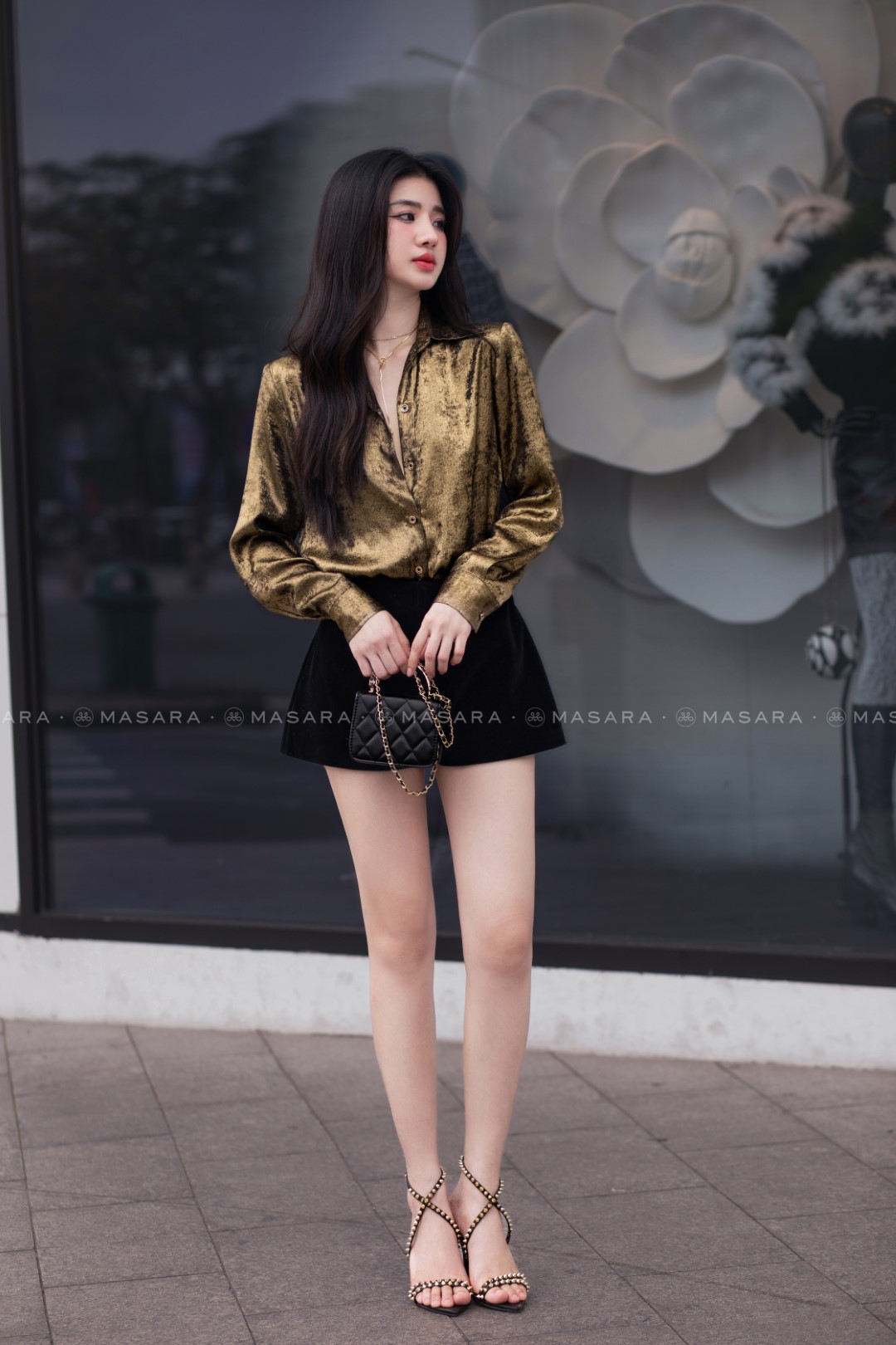 ÁO SƠ MI LỤA NHŨ VÀNG MƠ