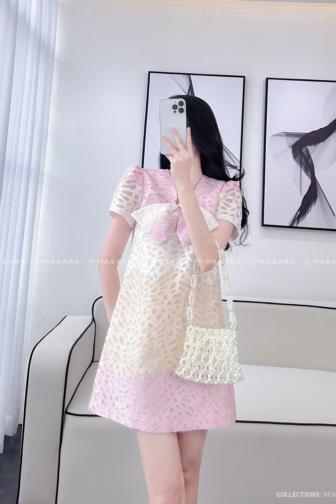 ĐẦM TAFTA NƠ 3 MÀU