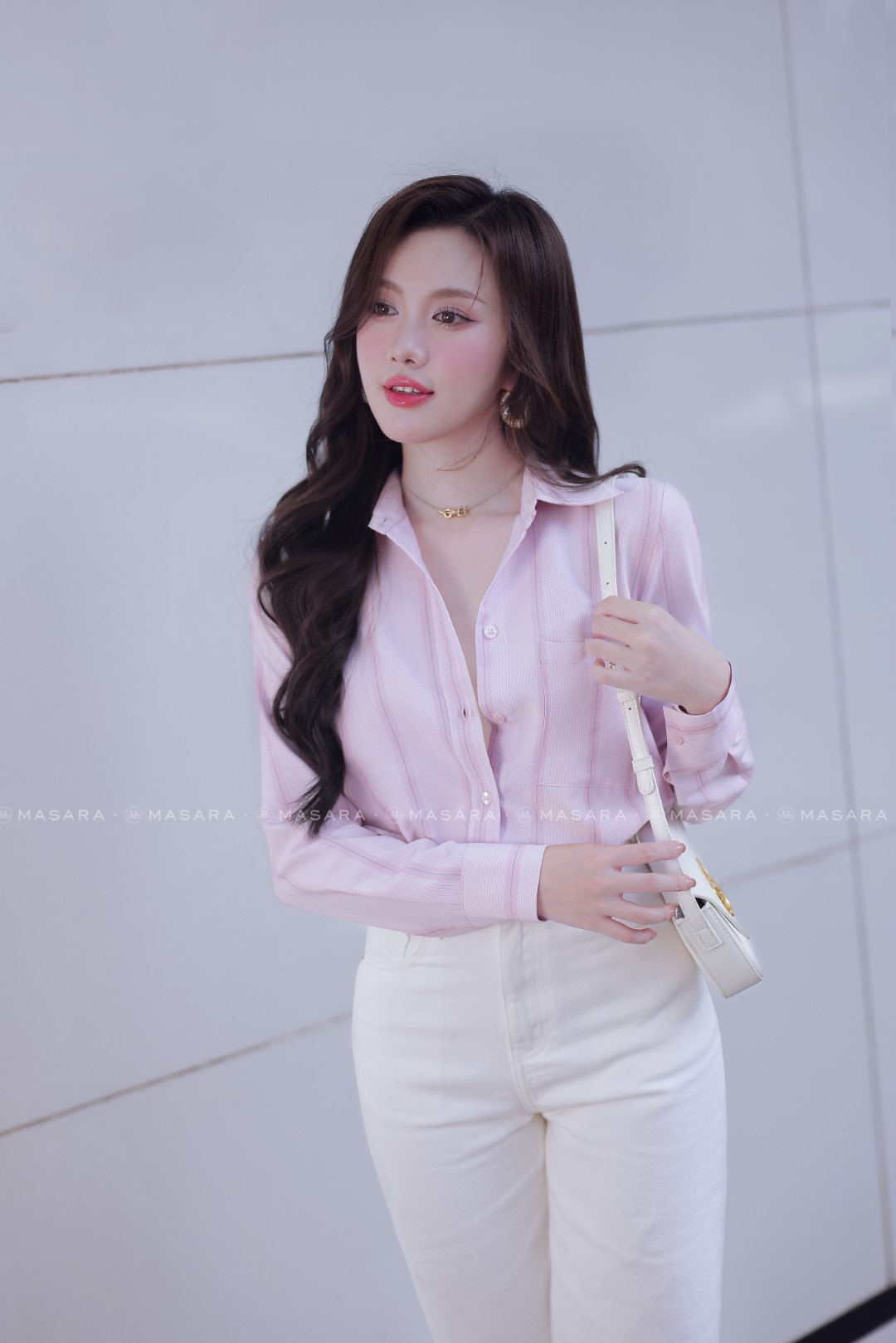 ÁO SƠ MI KẺ HỒNG NHẠT