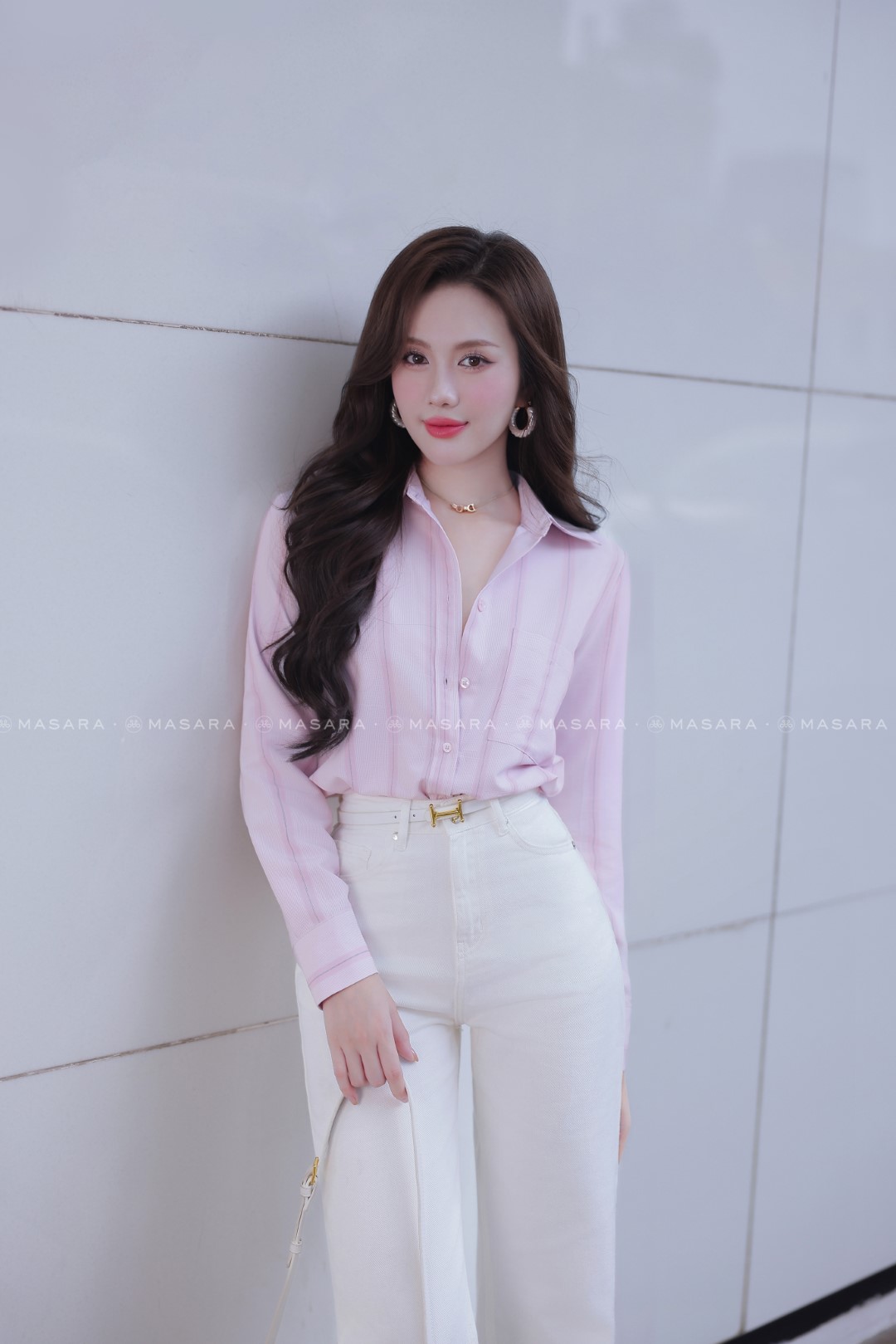 ÁO SƠ MI KẺ HỒNG NHẠT