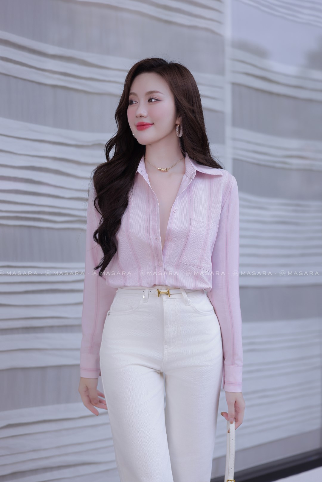 ÁO SƠ MI KẺ HỒNG NHẠT