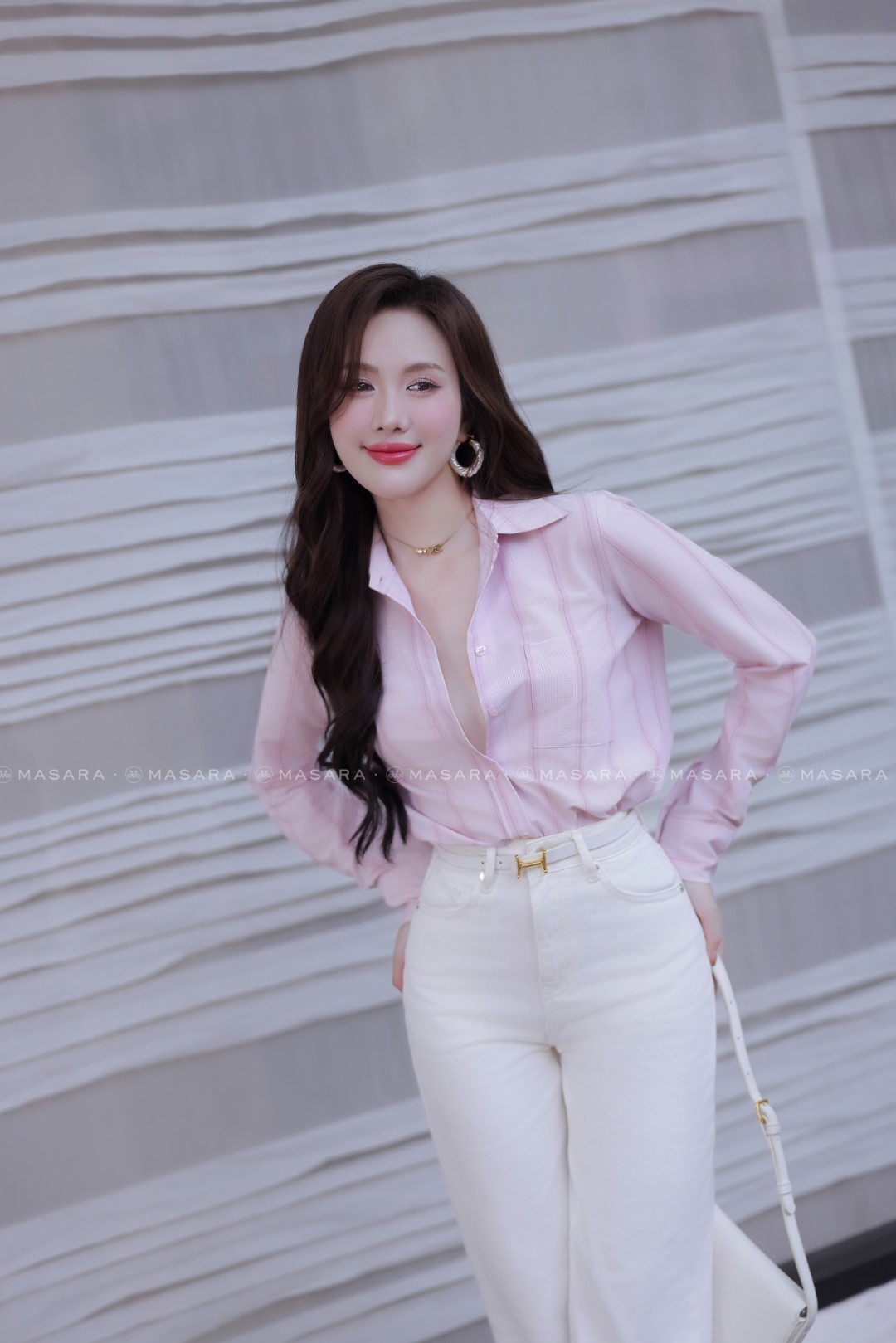 ÁO SƠ MI KẺ HỒNG NHẠT