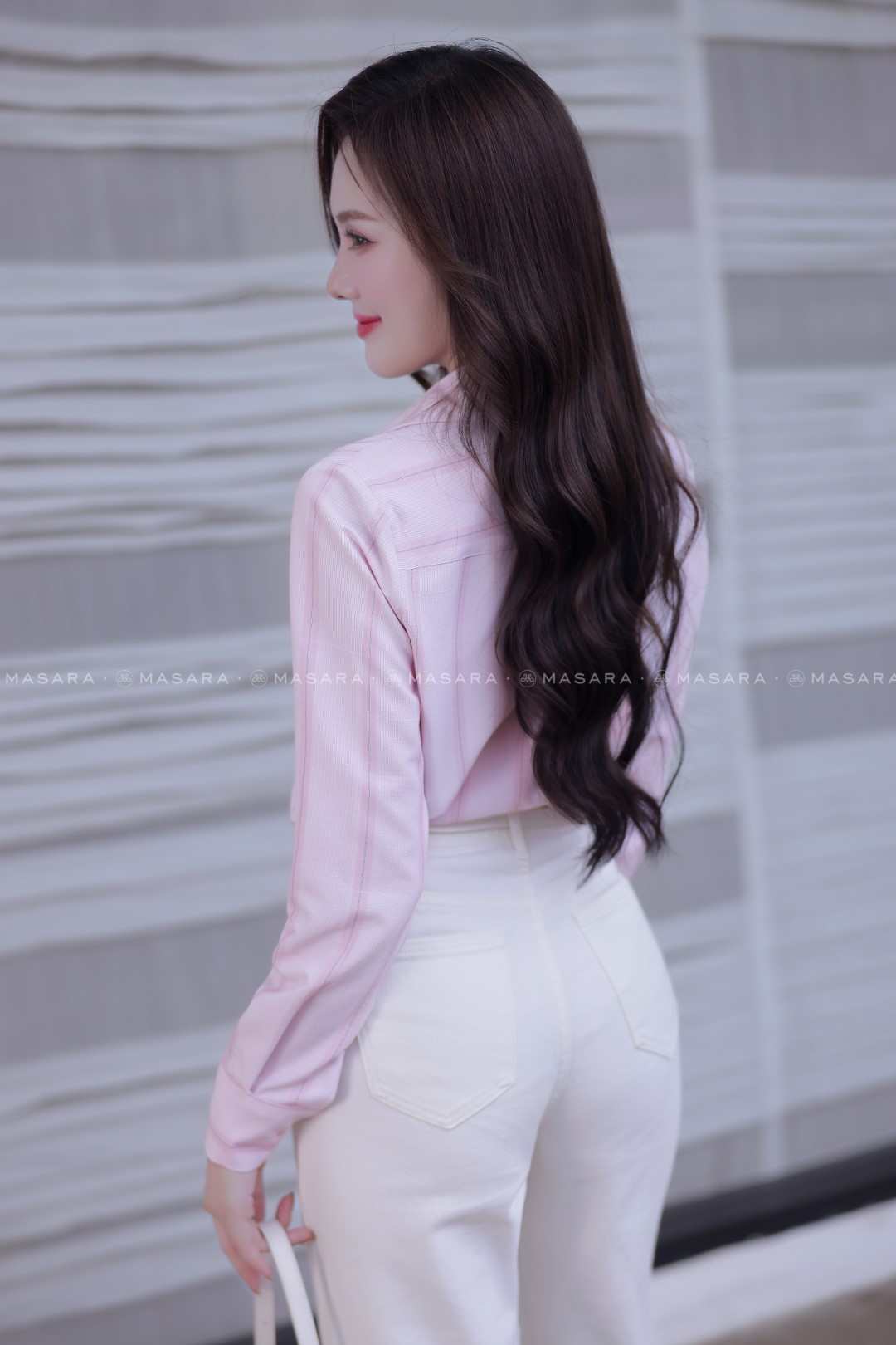 ÁO SƠ MI KẺ HỒNG NHẠT