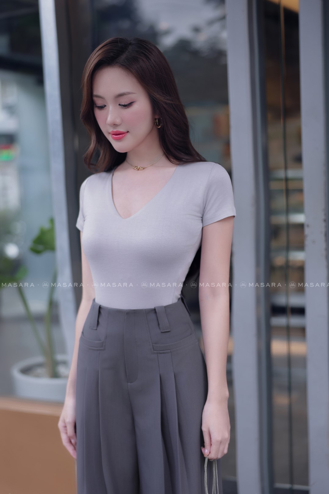 QUẦN SUÔNG XÁM XẾP LY
